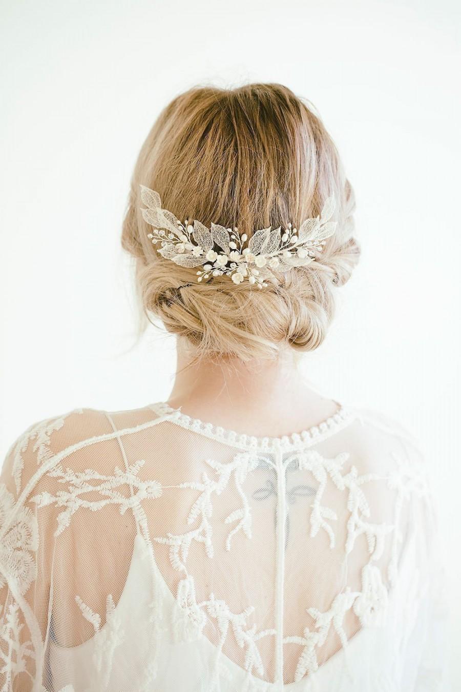Hochzeit - Bridal Hair Vine, Bridal Hair Clip, Ivory Hair Accessories, Crystal Pearl Hair Vine, Flower Hair Vine, Bridal Hair Wreath, Grecian Hair Vine