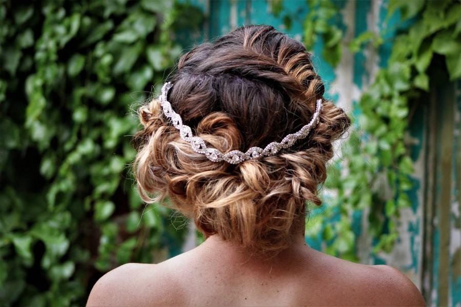 زفاف - Silver Wedding Headband, Bridal Headpiece, Rhinestone Headband, Hair Tiara, Hair Jewelry, Bridesmaid, Hair Accessory B19S