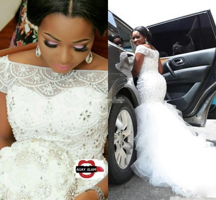 Свадьба - 2019 Hot African Nigeria Mermaid Wedding Dresses Off Shoulder Crystal Beaded Tiered Ruffles Court Train Custom Plus Size Formal Bridal Gowns Wedding Dress Wholesale Wedding Dresses For 2015 From Brandshoes_sale01, $141.76