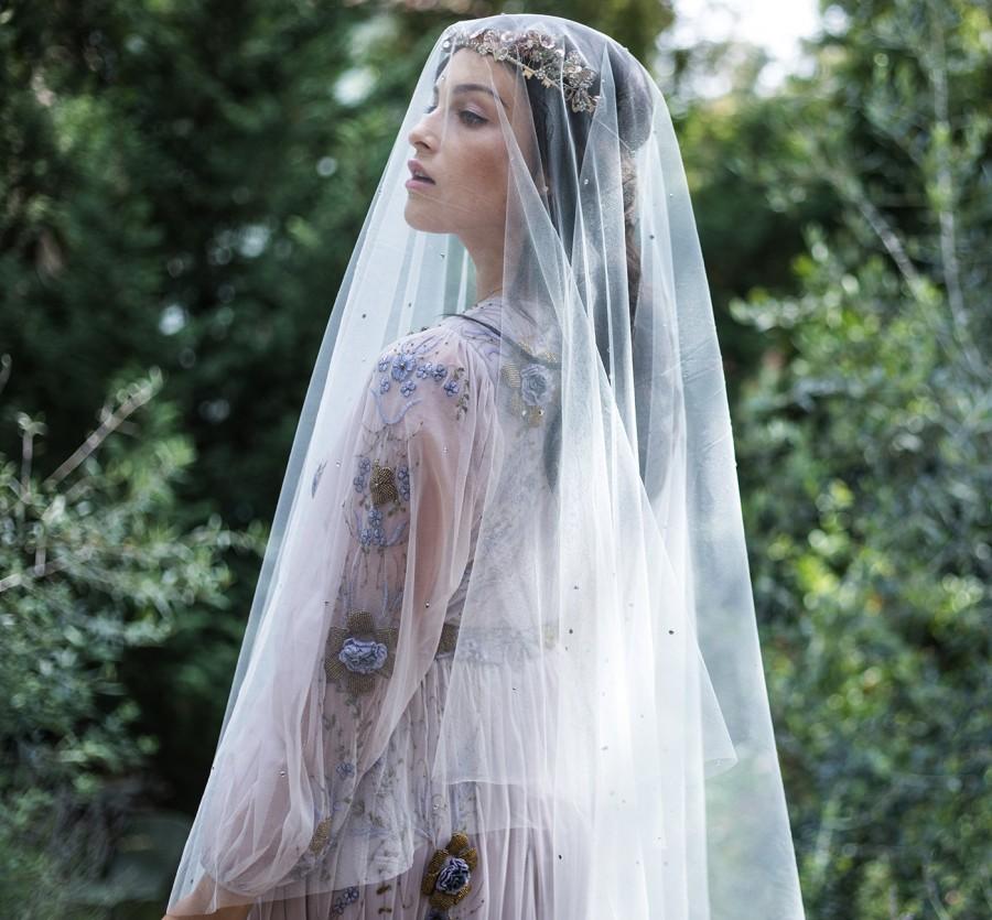 Wedding - Galaxy celestial star crystal dotted bridal veil No. 2304