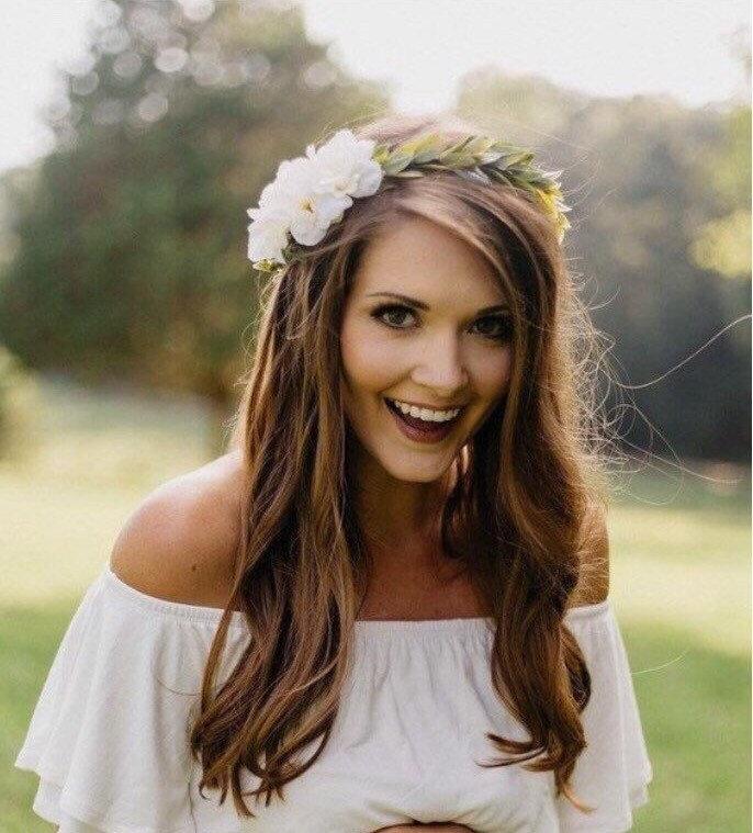 Wedding - Flower crown, greenery crown, bridal flower crown, white ivory flower crown, floral headband, olive leaves headband