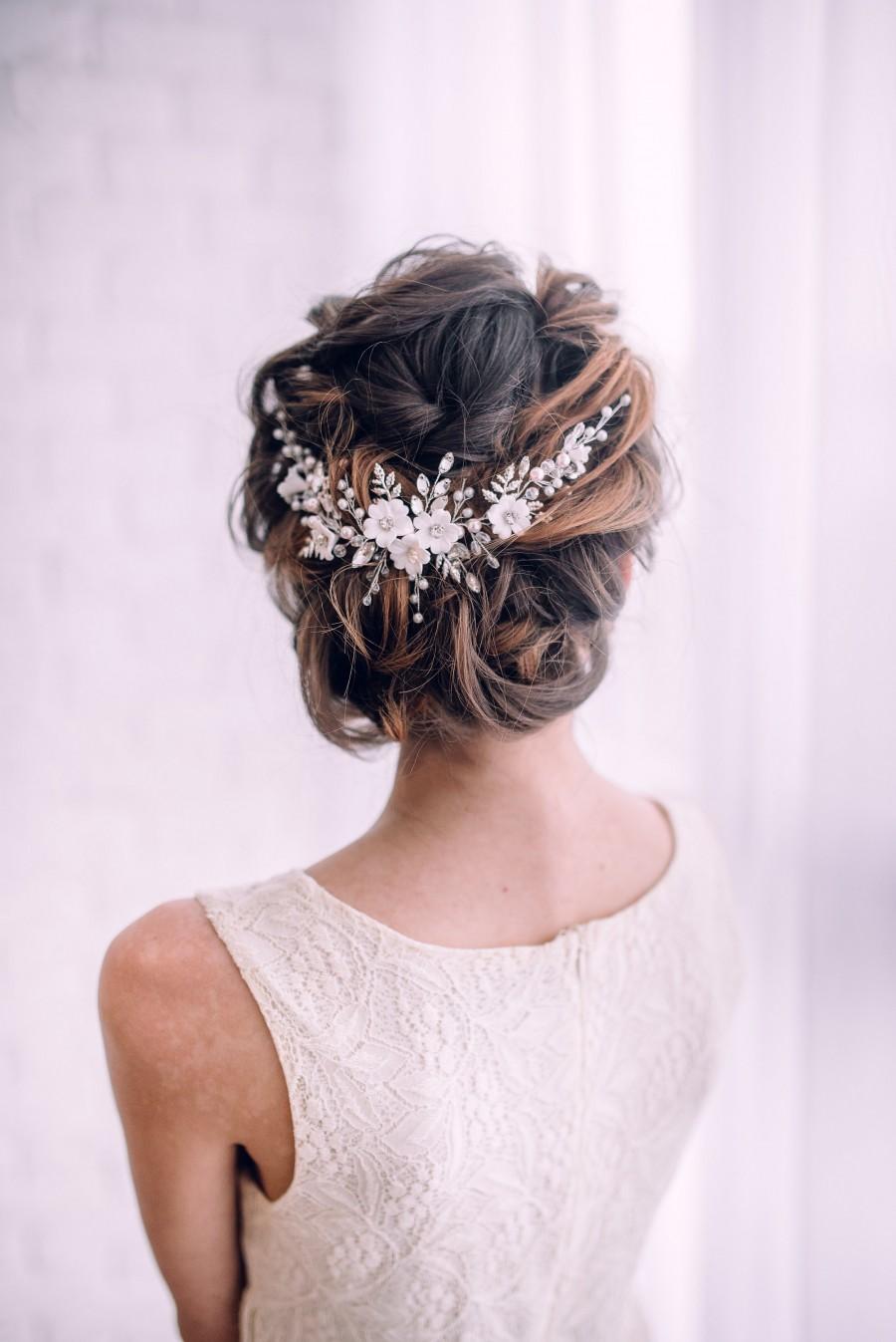 زفاف - Bridal hair accessories-Bridal hair vine-Wedding hair accessories- Bridal headpiece-Flower hair vine-Wedding hair vine