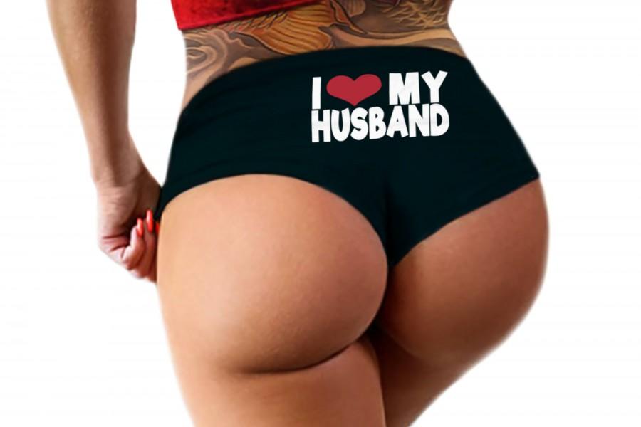 زفاف - I Love My Husband Panties Sexy Funny Slutty Booty Shorts Bachelorette Party Gift Valentines Day Boy Short Panty Womens Underwear Lingerie