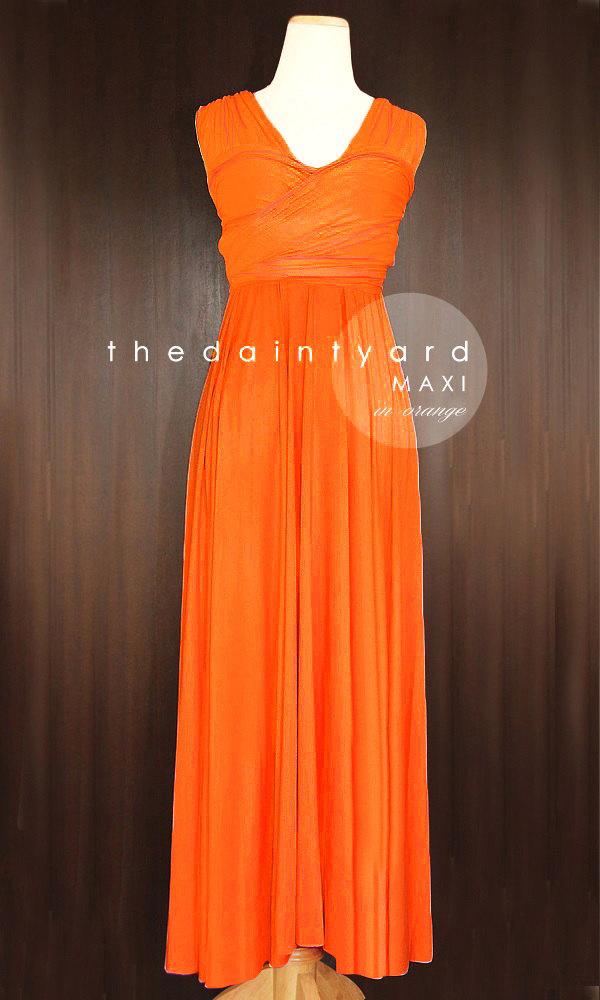 Mariage - TDY Orange Maxi Bridesmaid Dress, Convertible Dress, Infinity Dress Multiway Wrap Dress Wedding Prom Cocktail Dress (Regular & Plus Size)