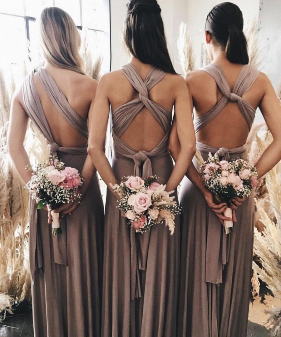 زفاف - LONG Bridesmaid Dress // Infinity Dress // Floor Length // Maxi Wrap // Convertible Dusty Rose Dress // Wedding Dress // Multiway Dress
