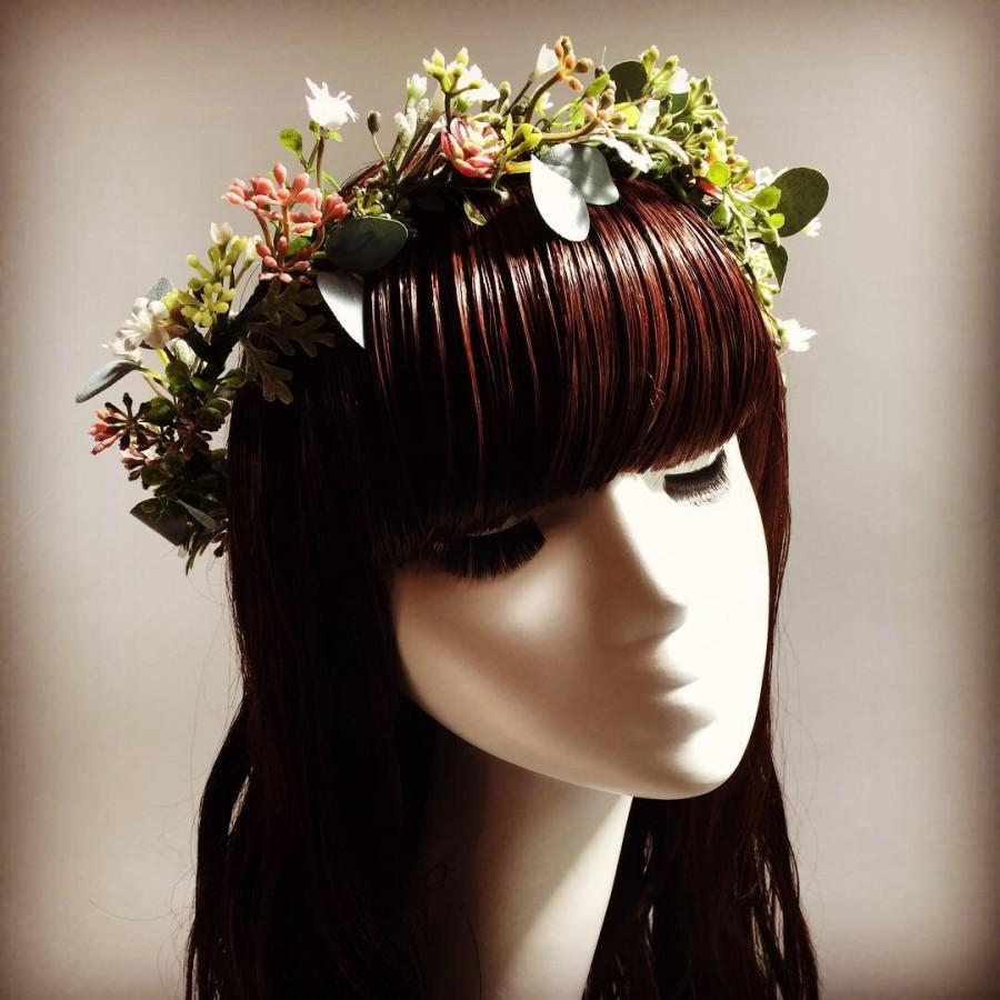 زفاف - Greenery Crown - Eucalyptus Crown - Greenery Headpiece - Greenery Vine - Eucalyptus Hairpiece - Bridal Hair Greenery - Succulent Headpiece