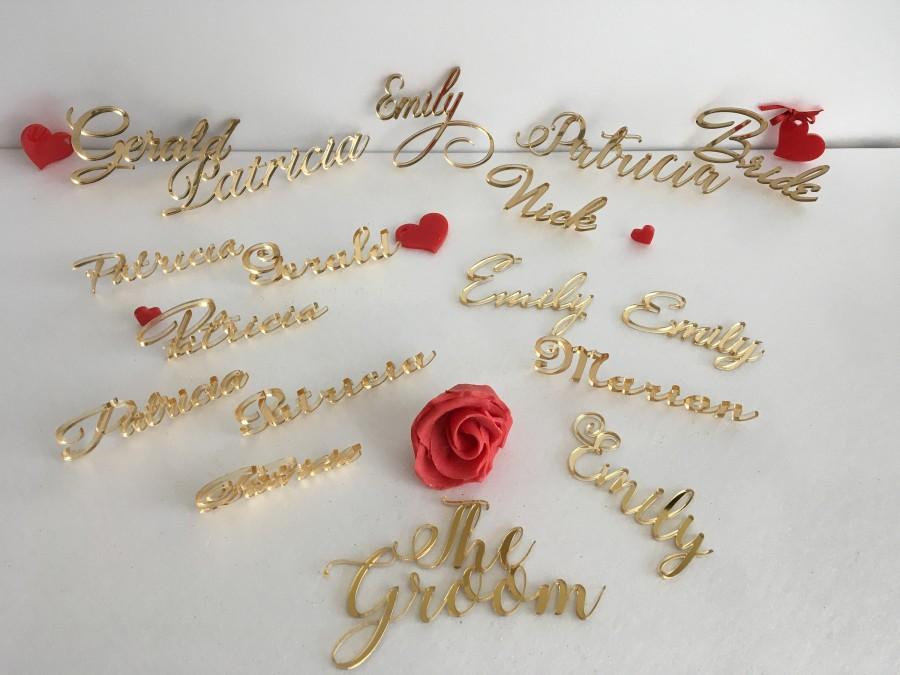 Wedding - Laser cut names Cheap wedding signs Escort place cards Calligraphy script table name Personalized place setting Luxury guest names 2mm width
