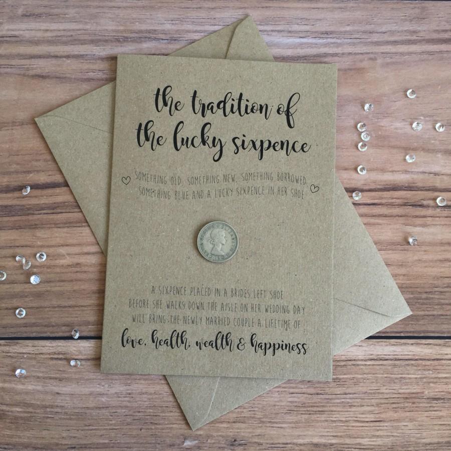 Hochzeit - Lucky Sixpence • Card for Bride • Wedding • Something Old, Something New • Wedding Keepsake