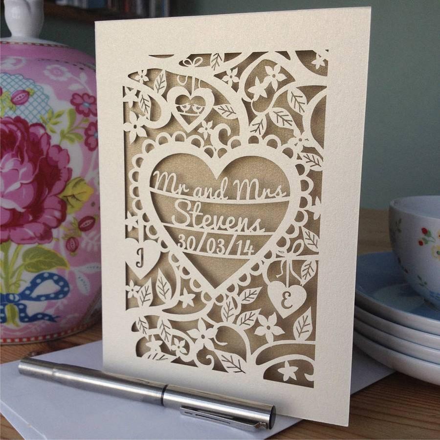 زفاف - Personalised Papercut Heart Wedding Card, Wedding Cards, Mr and Mrs Papercut Wedding Card Anniversary Card, sku_heart_wedding