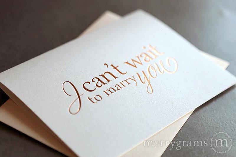 Mariage - ROSE GOLD FOIL Wedding Card to Your Bride or Groom - I Can't Wait to Marry You - To my Groom Wedding Day Notecard Love Note Before I Do CS08