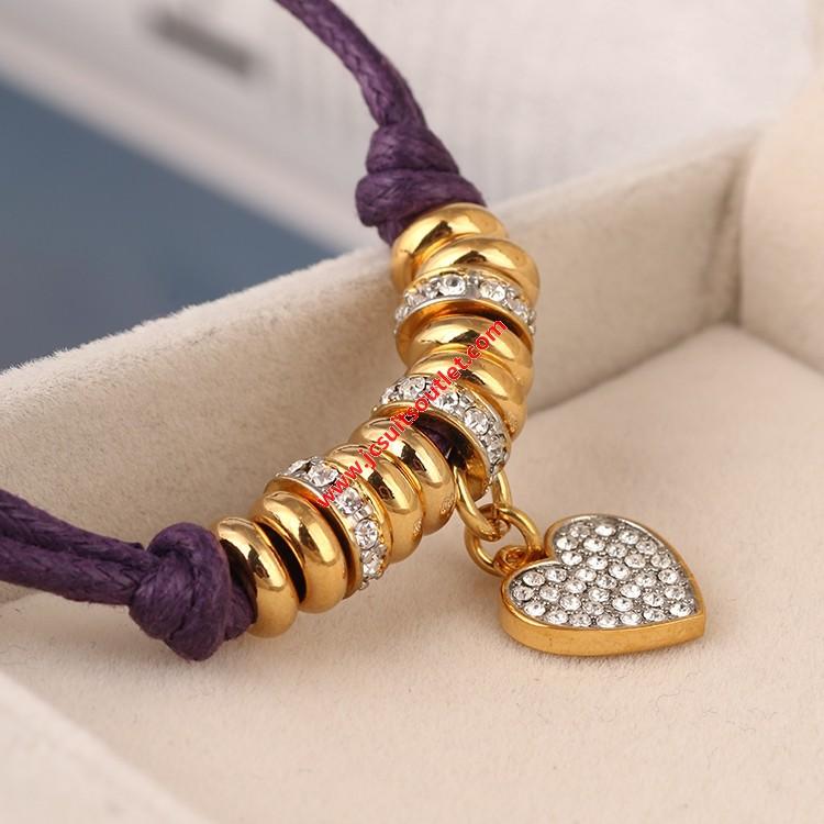 زفاف - Juicy Couture Purple Pave Flat Heart Charm Hook Bracelet
