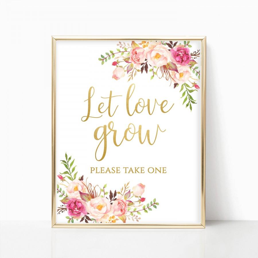 Let Love Grow Sign Wedding Favor Sign Please Take One Seed Favor Sign 