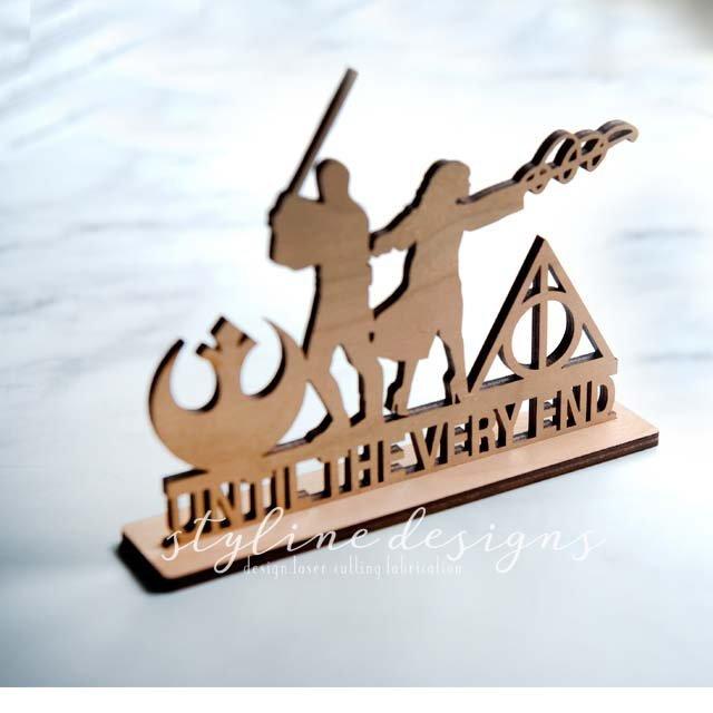Wedding - Star Wars and Harry Potter Inspired Bride and Groom Wedding Cake Topper-Wedding Cake Topper - Silhouette Topper - Event Cake Topper