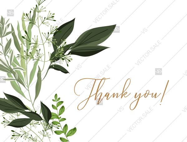 Hochzeit - Thank you card greenery watercolor herbal template edit online 5.6x4.25 in pdf