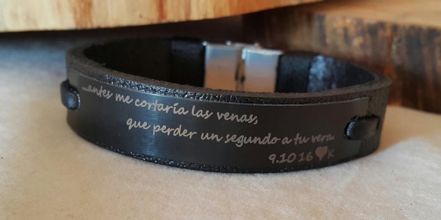 زفاف - Laser engraved.Personalized Signature Leather Bracelet, Handwriting Jewelry,Your Loved Signature Bracelet,Memorial Bracelet