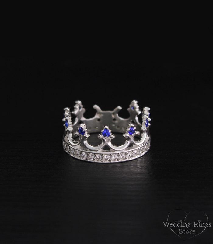 Wedding - Crown engagement ring, Sterling silver crown ring, Women crown ring, Princess ring, Crown wedding band, Crown ring, Women wedding ring
