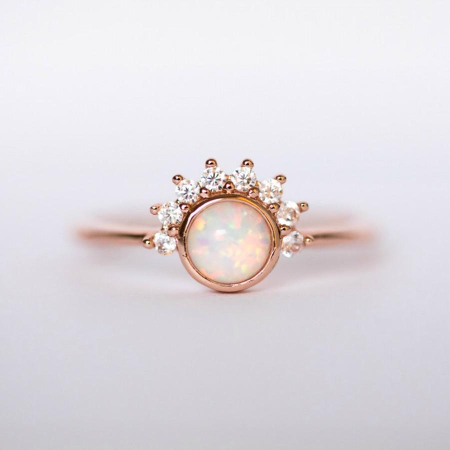 Свадьба - Opal Ring - celestial jewelry - promise ring - rose gold ring - opal ring rose gold - eclectic ring - simple ring -dainty ring -gift for her