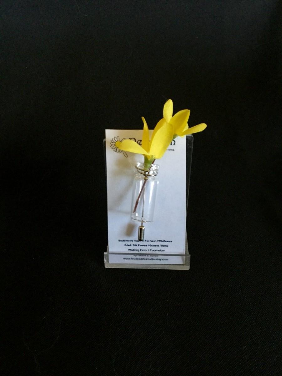 Свадьба - Boutonierre Lapel Petal Pin For Fresh Flowers / Boutonnière /Wildflowers /Dried /Silk Flower/Mini Flower Vase/ Minimalist  FREE SHIPPING USA