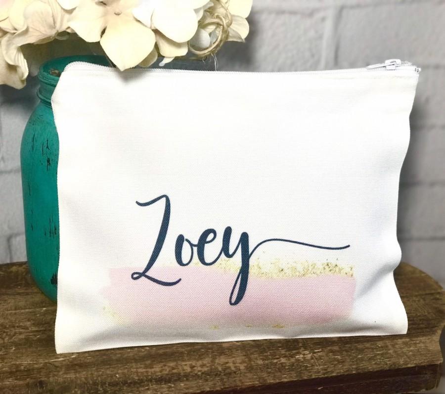 Mariage - personalized makeup bag,  Personalized bridesmaid gift, make up bag for bridemaids, personalized cosmetic bag, bridesmaid cosmetic bag, gift