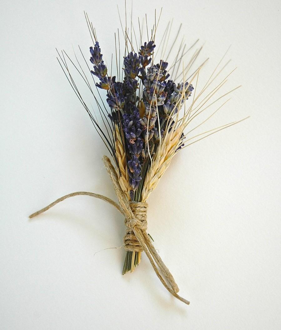 Hochzeit - Custom  Lavender  and Wheat Boutonniere or Corsage