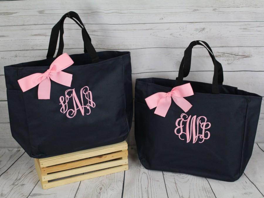 Mariage - Personalized Bridesmaid Gift Tote Bag Monogrammed Tote, Bridesmaids Tote, Personalized Tote