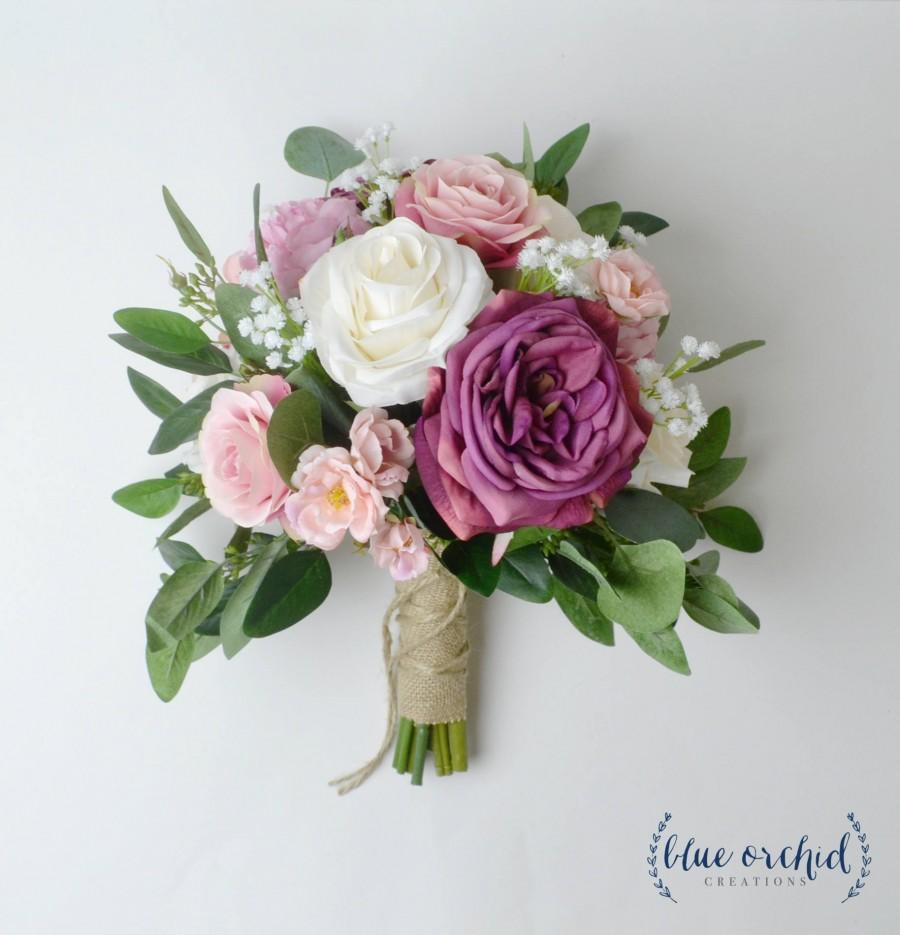 Hochzeit - wedding bouquet, eucalyptus bouquet, greenery, eucalyptus, silk bouquet, bridal bouquet, wedding flowers, garden bouquet, boho bouquet, plum