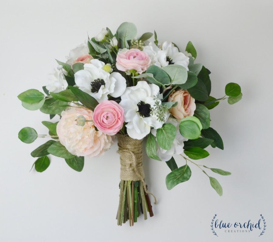 زفاف - wedding bouquet, wedding flowers, bridal bouquet, pink, anemone, white, eucalyptus, wedding flower set, destination wedding, boho bouquet