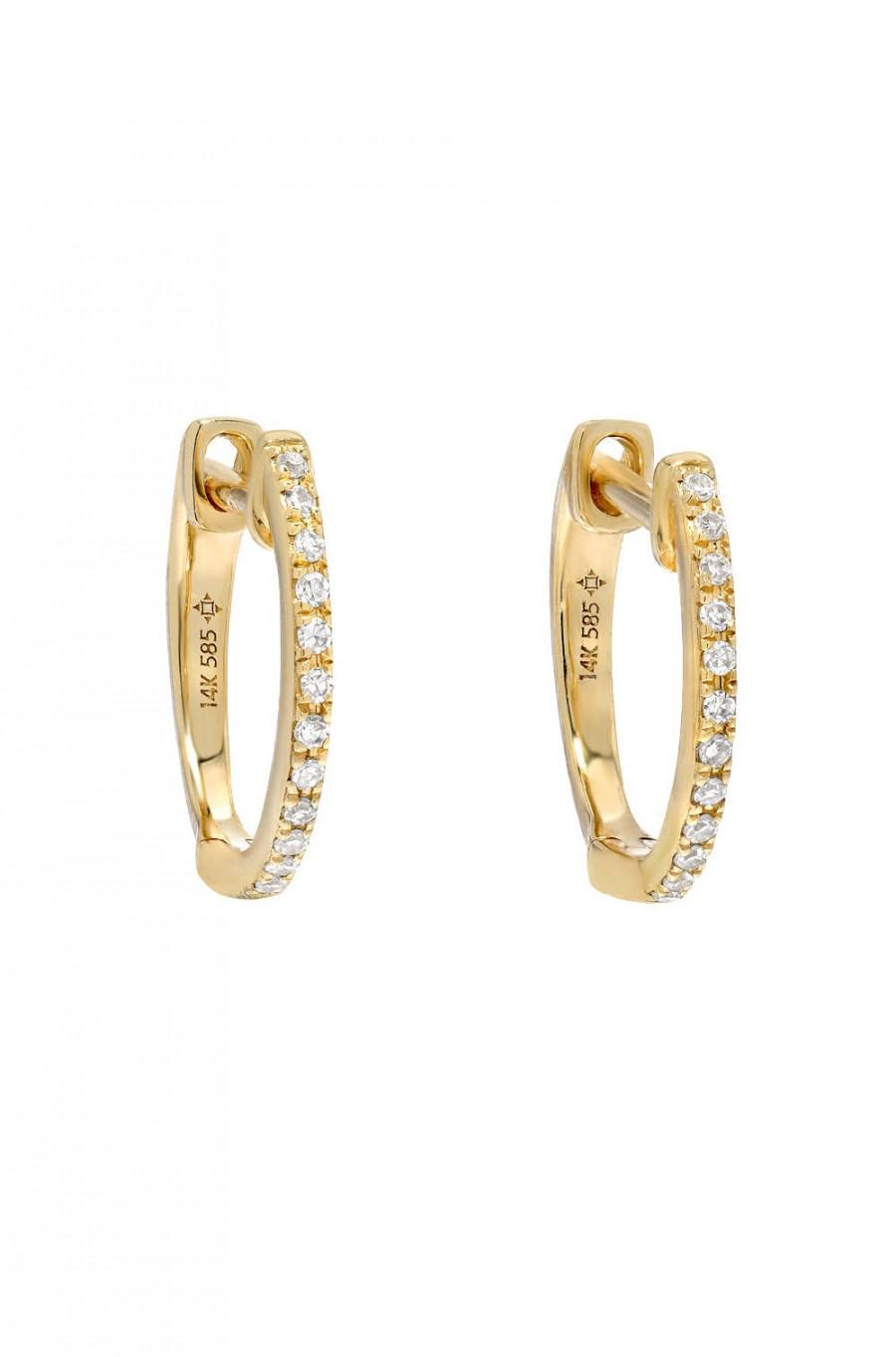 Hochzeit - Huggie Diamond Earrings