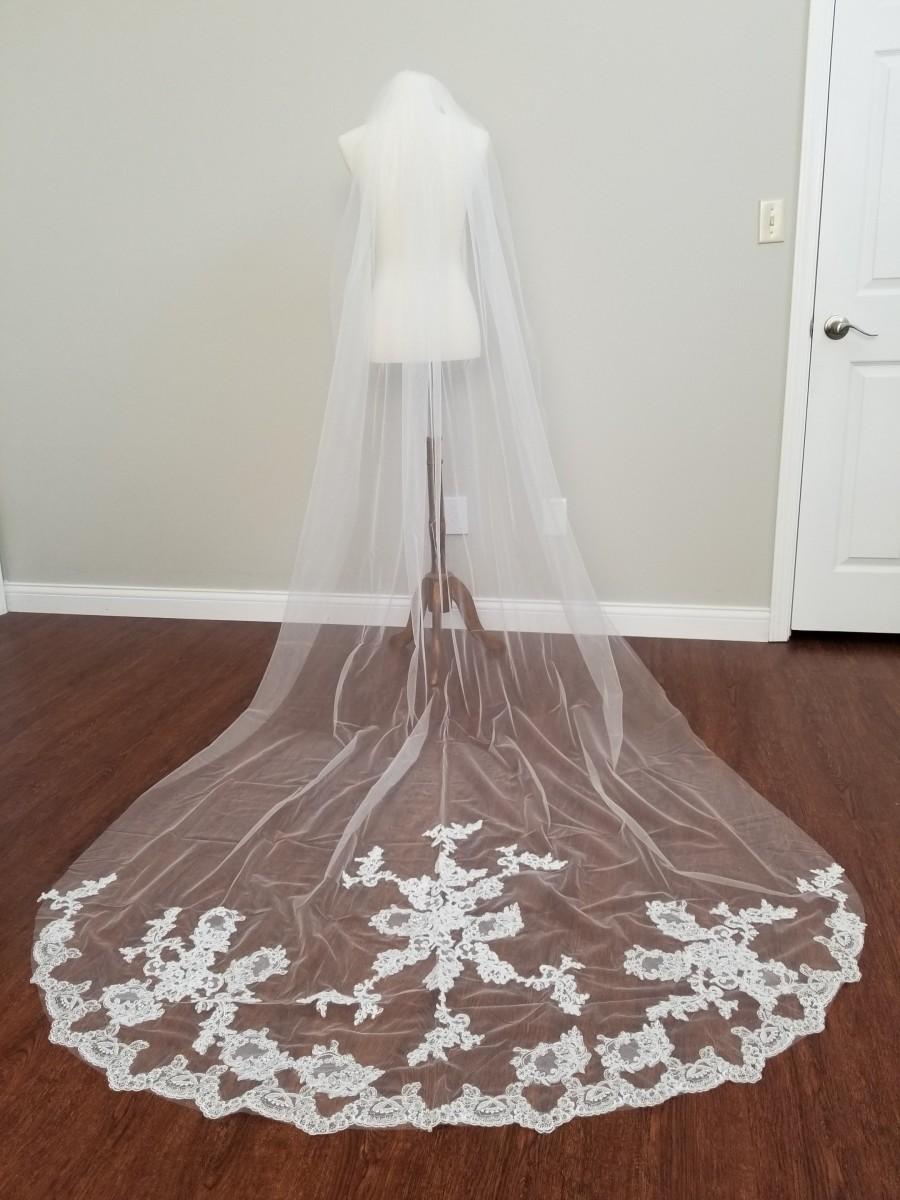 Mariage - Single tier lace veil - Beth
