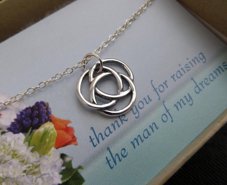 Wedding - mother of the groom gift from bride, Infinity knot necklace, mother in law gift from bride, unity, eternity necklace, circle link, mom
