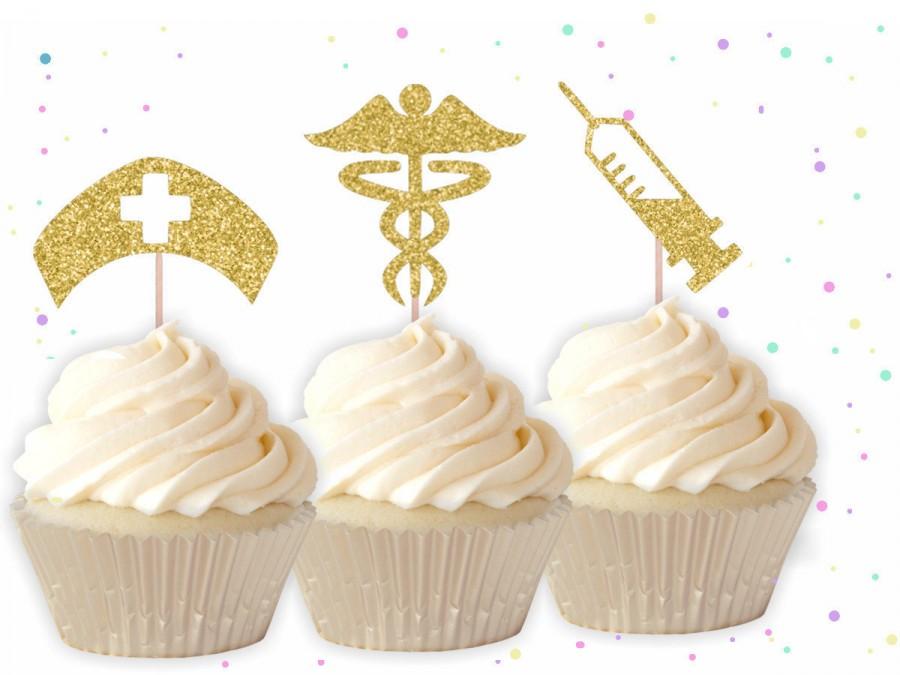 Mariage - Glitter Doctor Cupcake Toppers - Nurse Cupcake Toppers, Doctor Cupcake Toppers, Nursing Cupcake Toppers, Graduation Cupcake Toppers