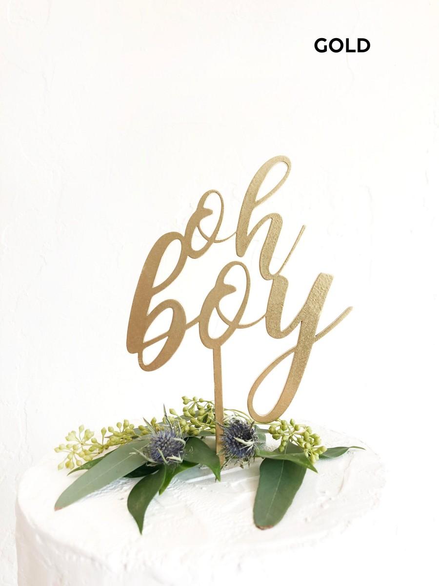 Mariage - Oh Boy Cake Topper - Wooden Baby Shower Cake Topper