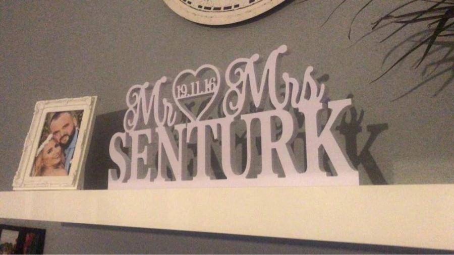Mariage - Free pp. Custom Personalised Mr & Mrs Name and date sign Custom Wedding sign - Customised Wedding - Top Table or Sweetheart Table