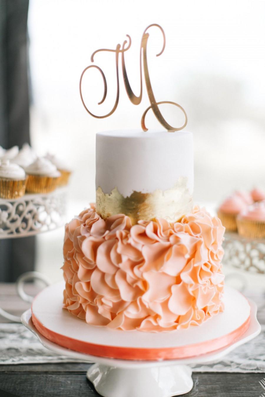 زفاف - Cake Toppers for Wedding Letter Monogram Custom Script Letter Cake Topper for Party or Event Wedding Cake Personalized (Item - CTL900)