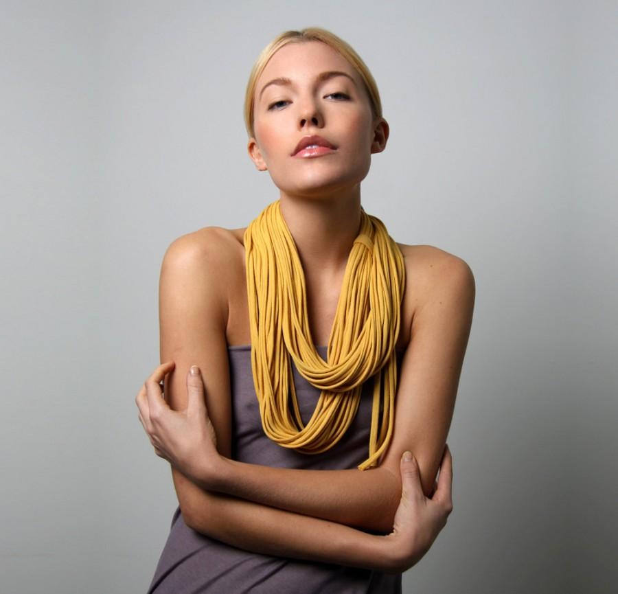 Свадьба - Womens Gift Mustard Yellow Infinity Scarf Statement Necklace / Best Friend or Anniversary Gift /  Sister Girlfriend Mom
