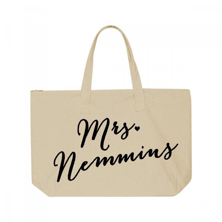 Wedding - Personalized Mrs. Tote Bag, Custom Mrs. Tote Bag, Bride carry all, Mrs bag, Just Married Tote, Honeymoon tote bag, bridal shower gift idea