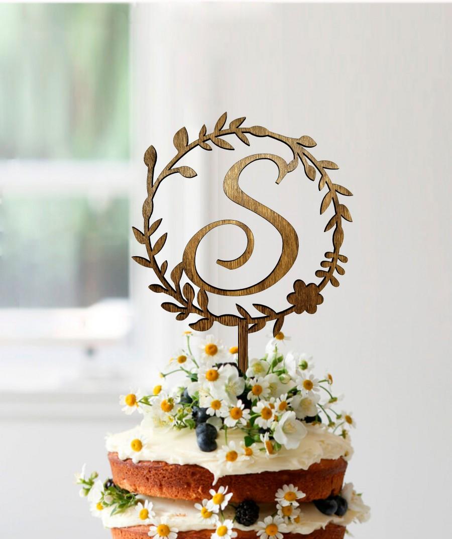 Hochzeit - Wedding Cake Topper Rustic Custom Cake Topper Beach Wedding Bridal Shower Cake Topper Rustic Country Chic Wedding Cake Topper Letter s, #043