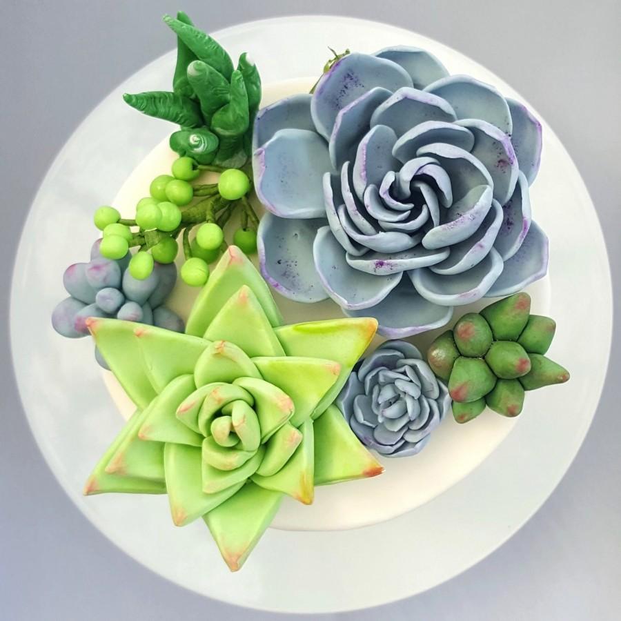 Wedding - Edible Realistic Sugar Succulent Cake Toppers