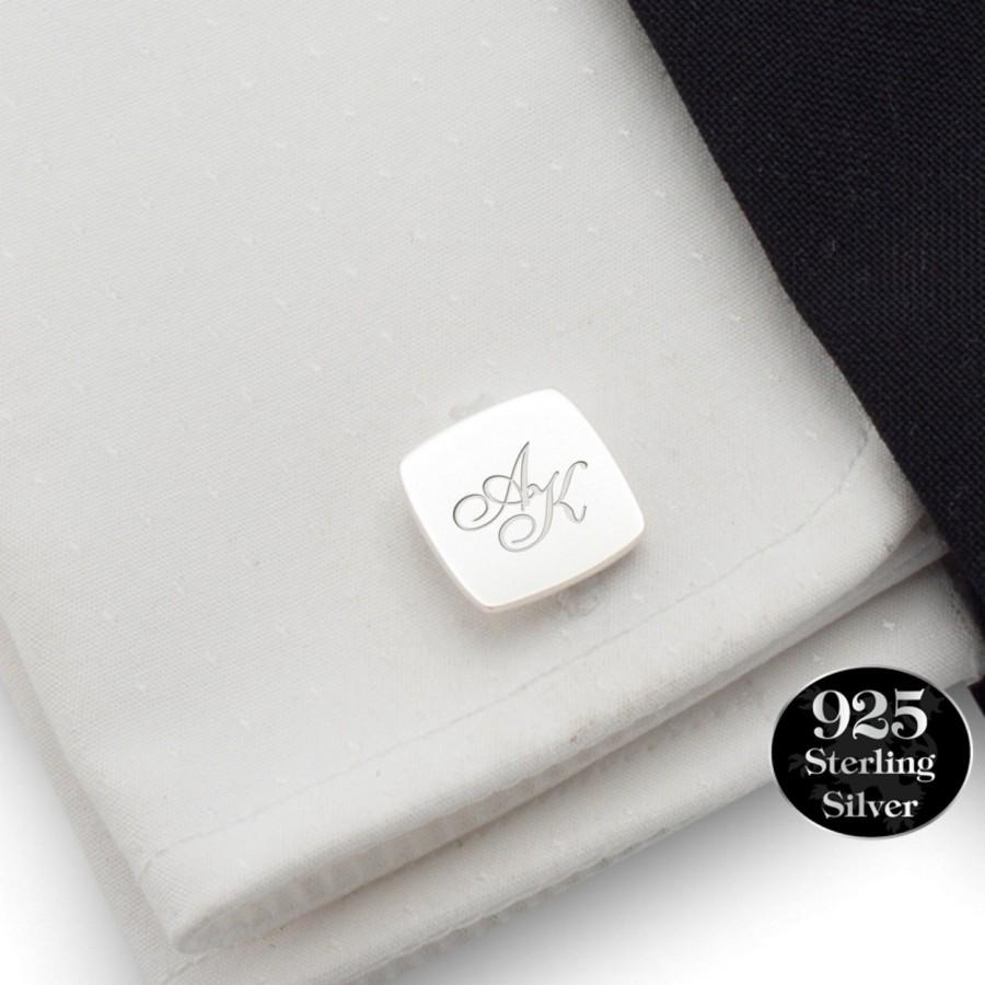 Hochzeit - 925 Silver Cufflinks, Engraved cufflinks, Personalized cufflinks,Husband Gift, Personalized Gift for Men,Gift for Men,Anniversary gift