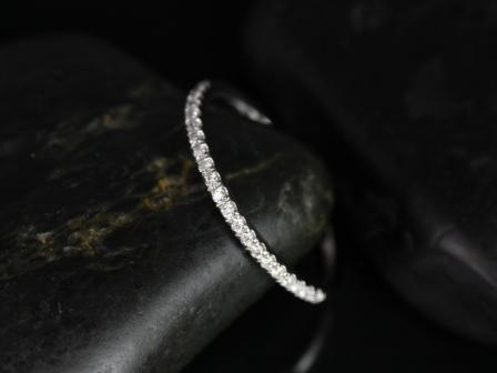 Wedding - Diamonds Thin Prong Set Matching Band to Romani 7x5mm/8x6mm Rebecca HALFWAY Eternity Band Ring, 14kt White Gold,Rosados Box