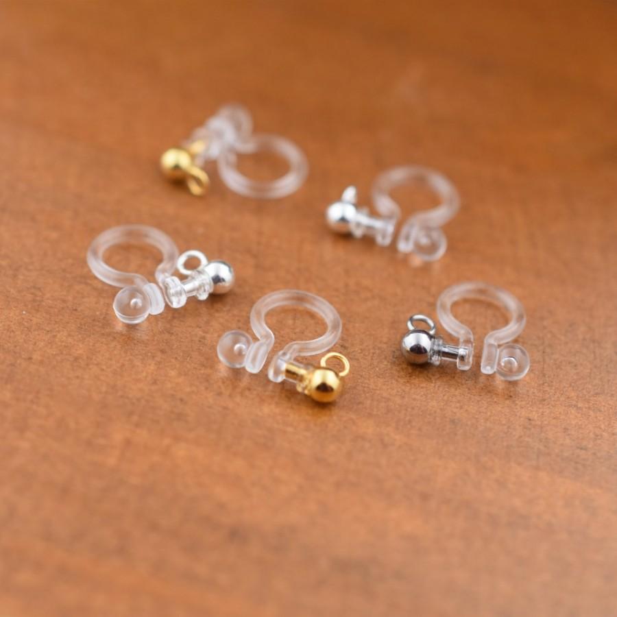 Wedding - Resin ear clip No pierced ear clip invisible stud earrings Jewelry Findings , Resin + Stainless steel high quality ErJia02-03