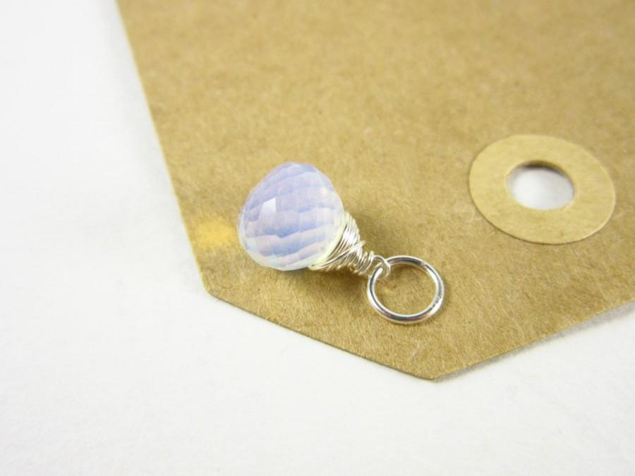 Wedding - Lab Created Opal Charm - Opalite Glass Pendant - Opal Jewelry - Sterling Silver Charms - Wire Wrapped Pendant - Handmade Jewelry