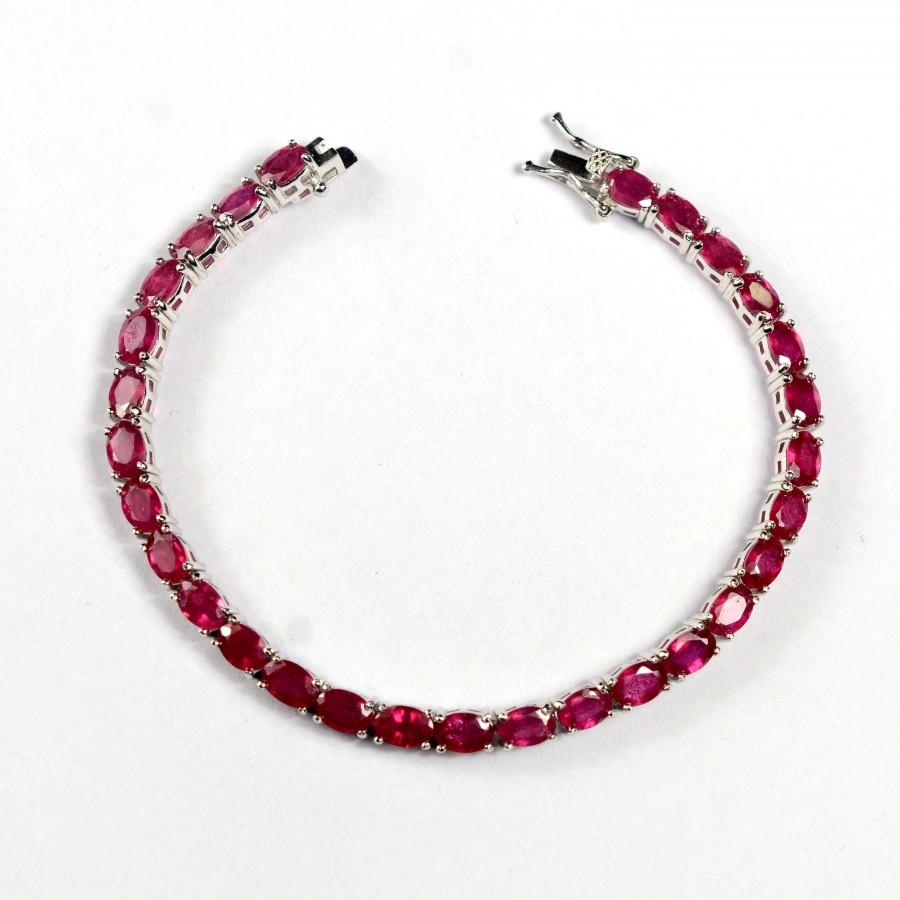 Свадьба - Natural Ruby Bracelet, 925 Silver Bracelet, Gemstone Bracelet, Tennis Bracelet, Red Ruby Bracelet, Wedding Jewellery, Bracelet For Her