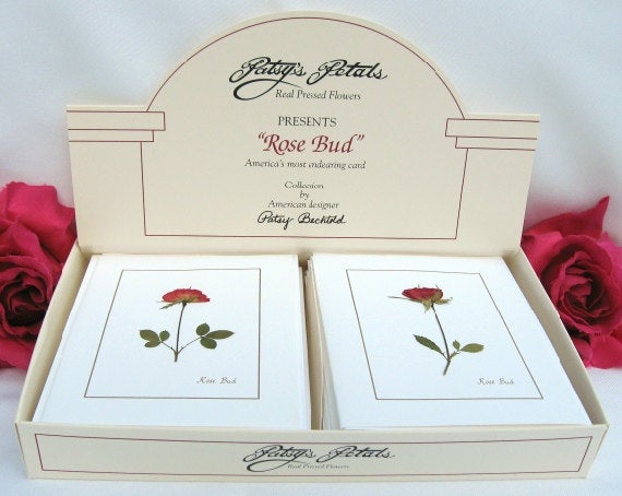 Mariage - Rose Cards, Wedding Thank You Cards, Pressed Flowers Cards, 24 Real Pressed Rose Note Cards, Blank Inside, White Greeting Card