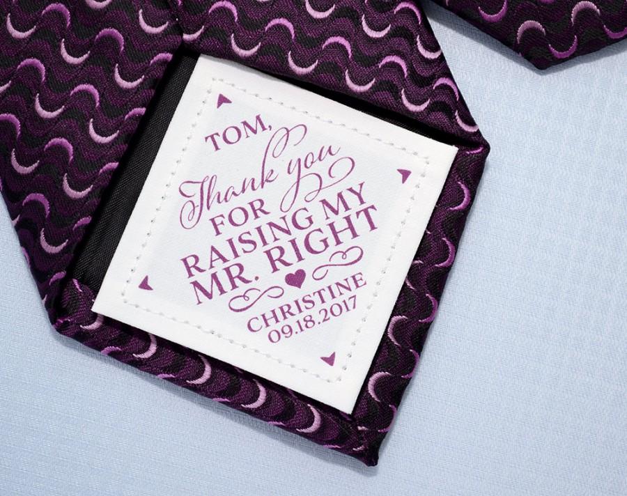 Wedding - Tie Patch Father-in-law Gift from Bride, Thank you for raising Mr. Right, Suit Label, Personalized Gift, FIL, Accessories