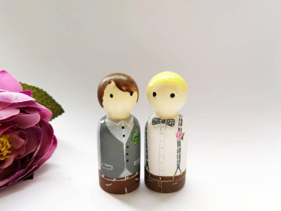 Mariage - Personalised Wooden Wedding Cake Toppers, added glass cloche option