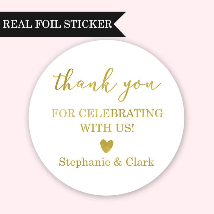 زفاف - Wedding Favor Stickers, Wedding Stickers, Thank You for Celebrating With Us, Custom Wedding Stickers, Personalized Wedding Stickers