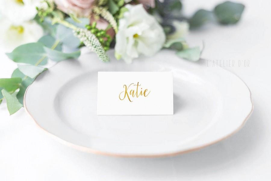 Mariage - Custom Gold Foil Place Cards - Elegant Wedding Place Name Cards - Rose Gold Foldover Place Cards - Gold Dinner Place Cards -