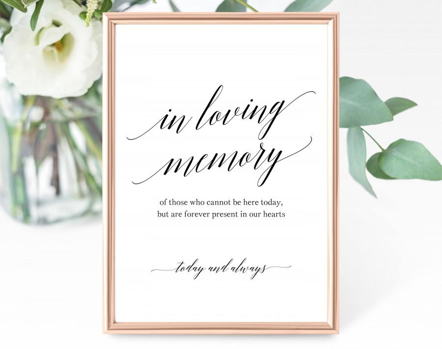 Mariage - In Loving Memory Sign Template, Forever in Our Hearts, Wedding Memorial Sign, Printable In Loving Memory Sign, PDF Instant Download, MM07-1B