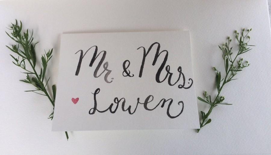 Mariage - Custom Wedding Card to the Couple "Mr. & Mrs. (Name)" Hand Painted Watercolor
